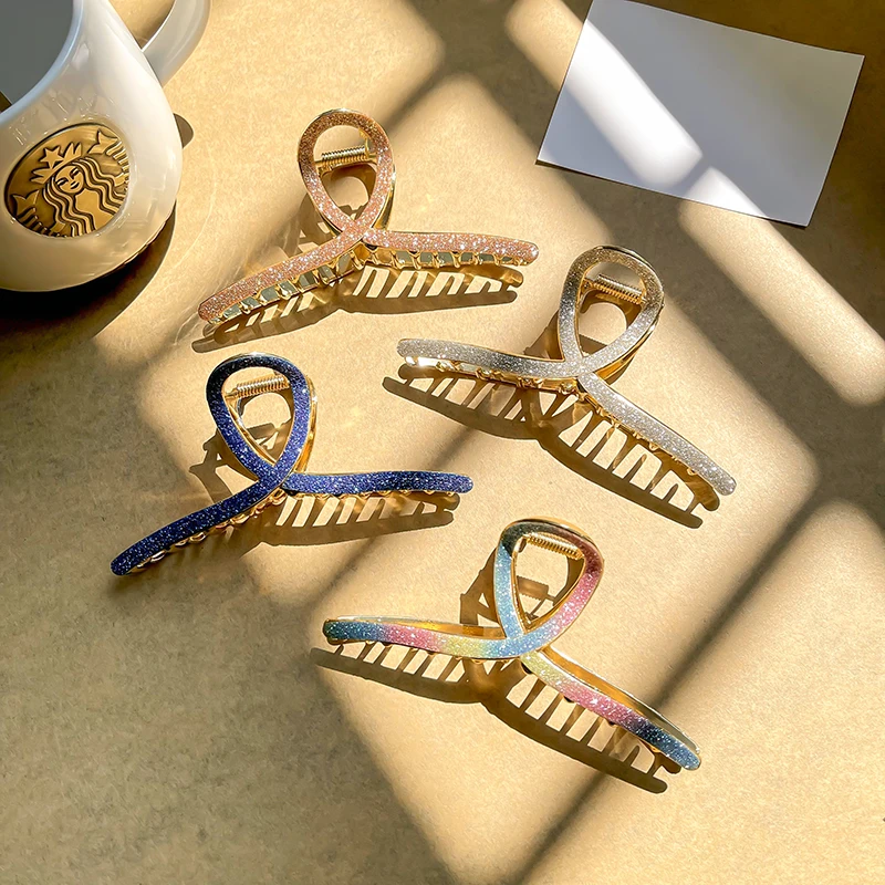 

Корейский красочный Краб для волос для женщин, модная Геометрическая Металлическая Заколка-краб, заколка, новинка 2021, шпильки для волос, гол...