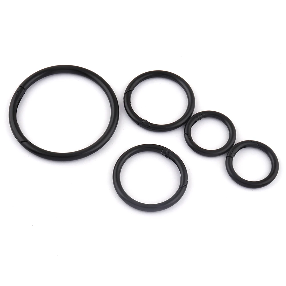 

25/37/62mm Black Gate Push Trigger Spring O-Ring Round Snap Hooks Buckles Making Purses Handbags webbing For Leather Accessories