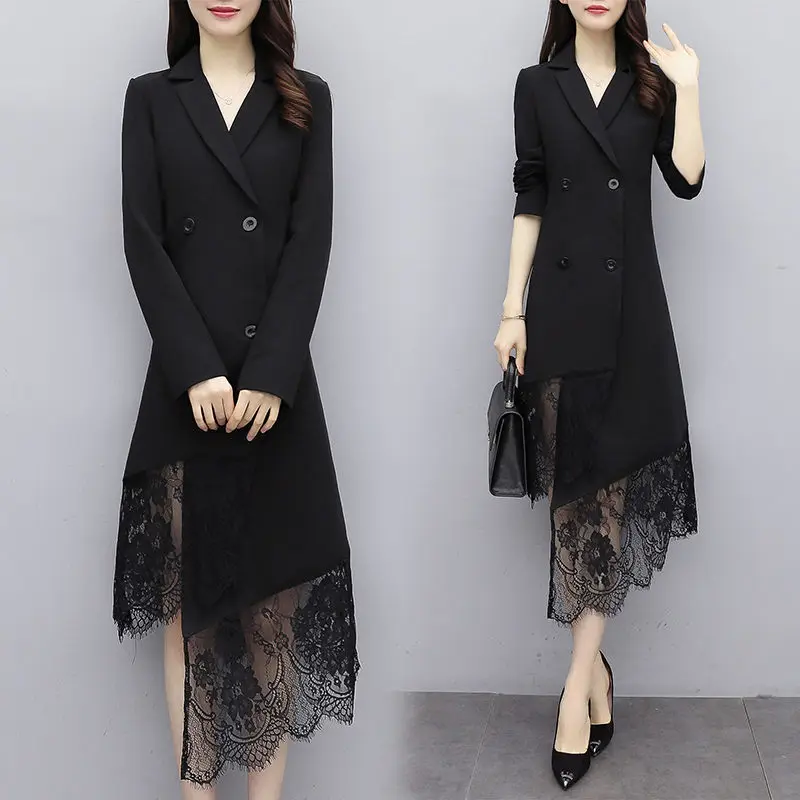 Женская одежда размера плюс новинка весны и осени 2020 офисное женское платье с