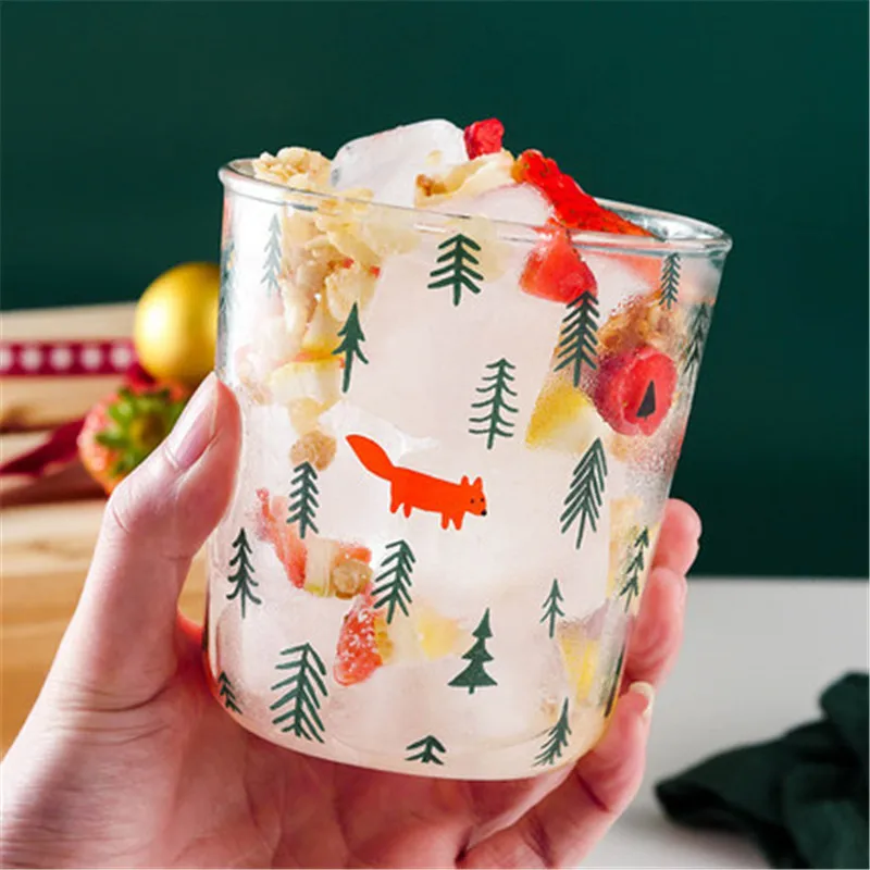 

Christmas Tree Glass Coffee Flower Tea Juices Milk Cola Beer Glass Cup Home Kitchen Office Heat Resistant Drinkware Gift