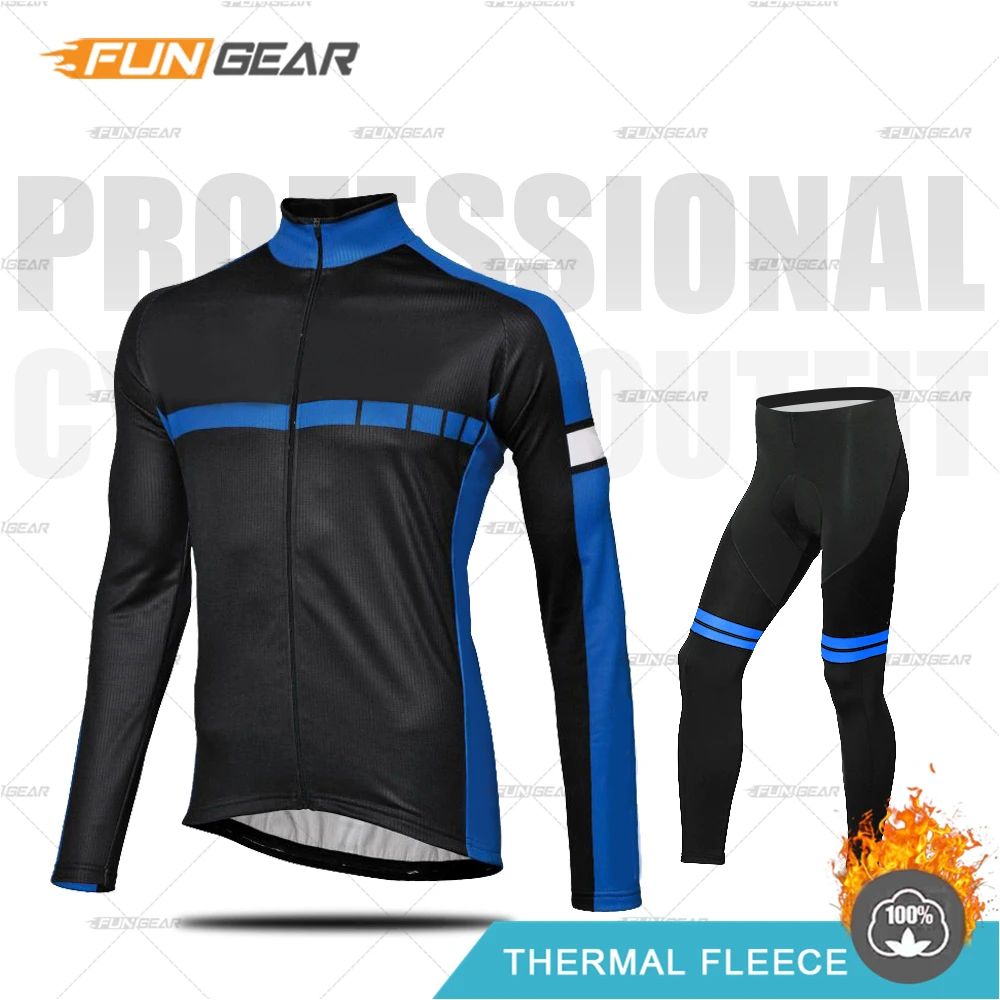 NORMAL SET Зимняя одежда для велоспорта, теплая одежда, Ropa Ciclismo Invierno, комплект из джерси с длинными рукавами для верховой езды, теплая флисовая форма, комплект со штанами - Цвет: NORMAL SET