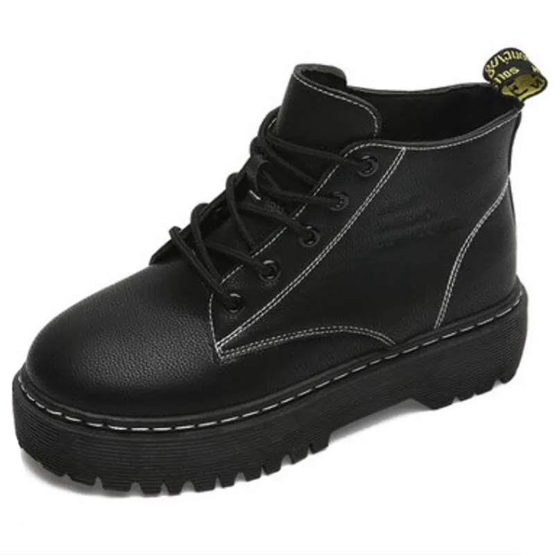 Кашемировой подкладкой на плоской подошве Ботинки платформе Женская обувь