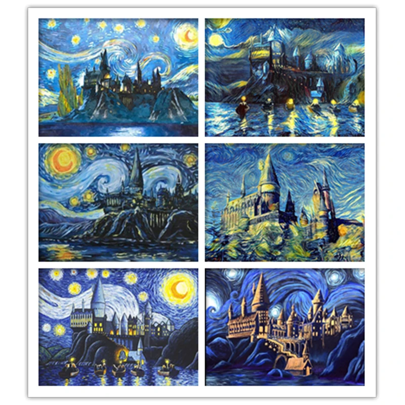 Ван Гог Звездная ночь картина вышитая бисером DIY абстрактная живопись маслом