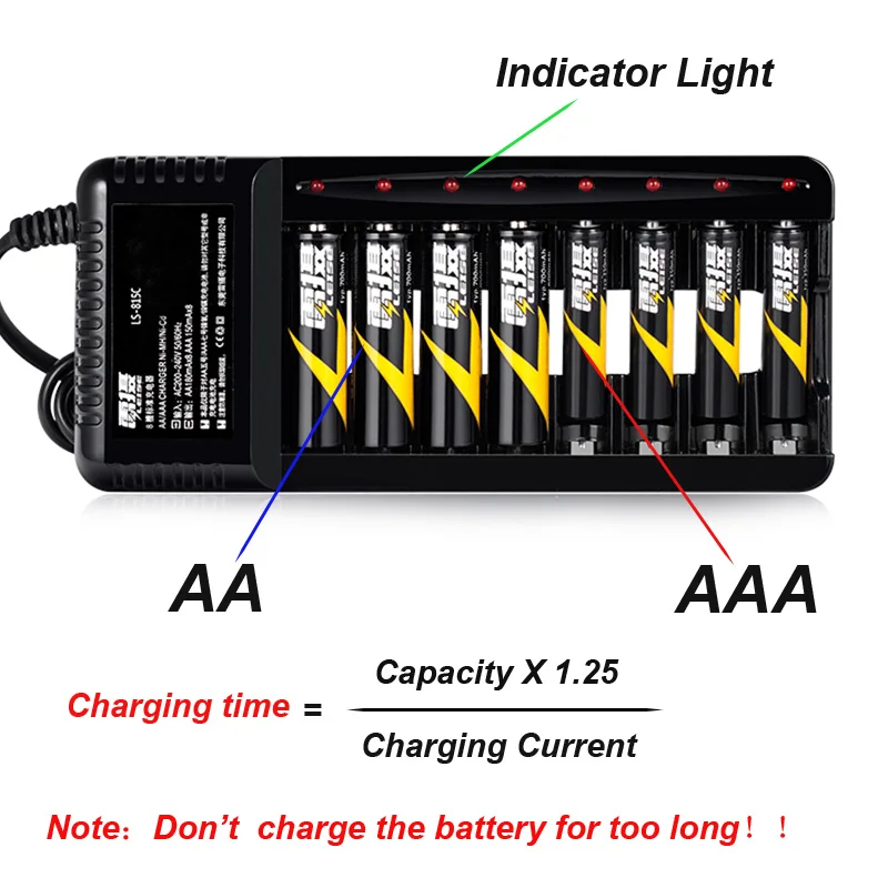 Leise 8 слотов зарядное устройство для аккумуляторов AA AAA Ni-CD Ni-MH 2a 3a аккумуляторная батарея Быстрая зарядка указывающий светильник