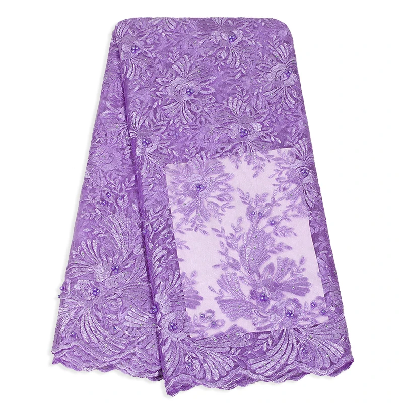 Последний Африканский лиловый кружевная тюль 2019 высокое качество Бисер Вышивка