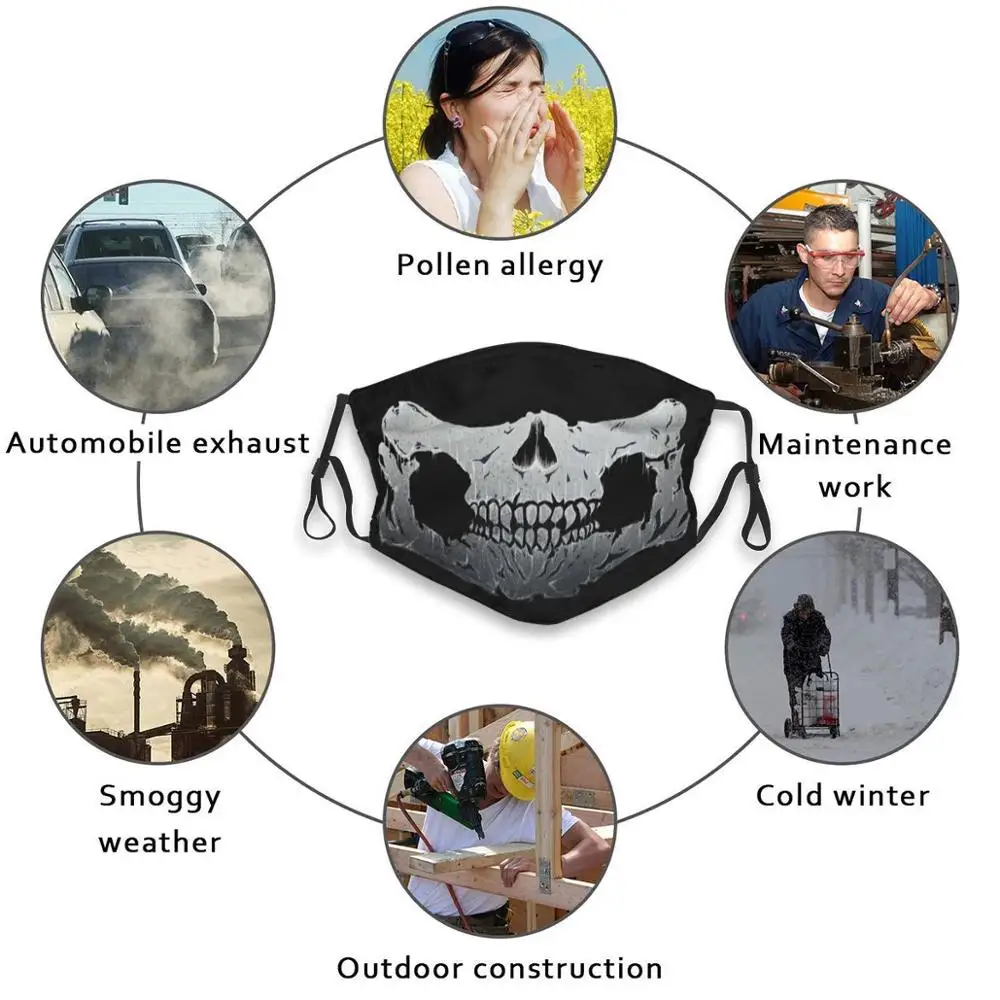 

Half Skull Funny Cool Cloth Mask Facemask Skull Richard Whitelock