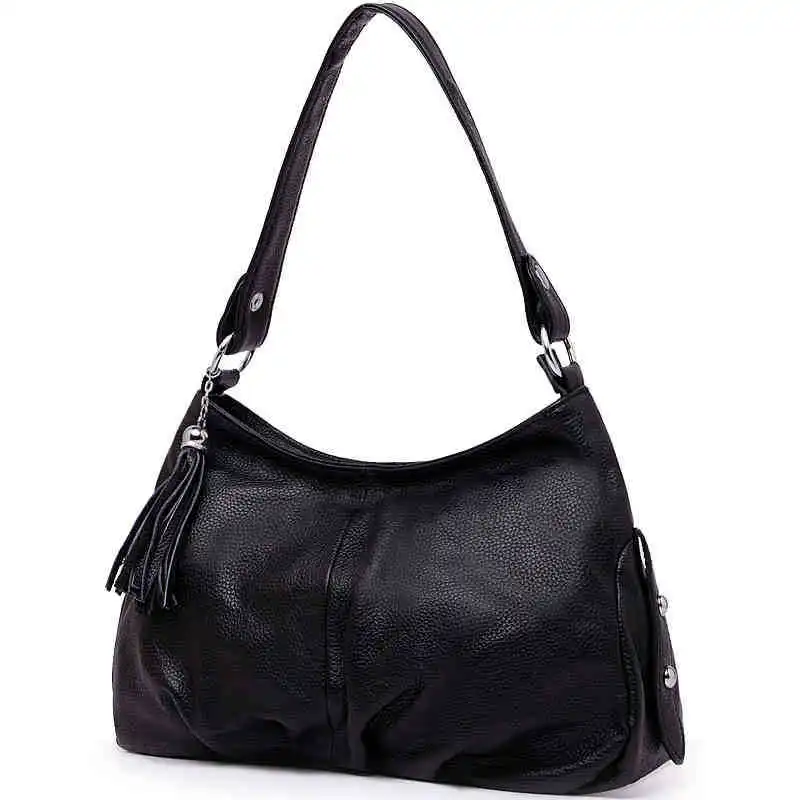 Женская сумка из натуральной кожи хобо с кисточками 100% воловья кожа женская