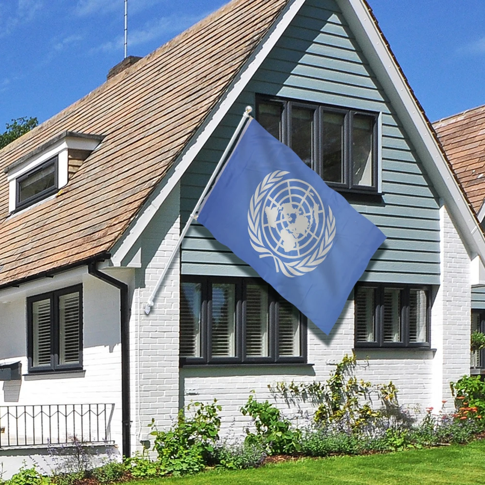 

Flagnshow United Nations Flag Large 3x5/2x3 Ft Double Stitched 100D Polyester One Piece UN International Flags for Decoration
