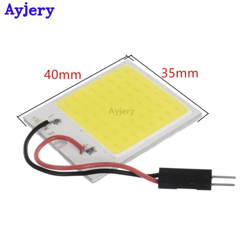AYJERY 100 PCS Car Vehicle LED COB 48 SMD 12V DC Panel Light 48LED Interior Dome With T10 + Festoon/BA9S Socket | Автомобили и