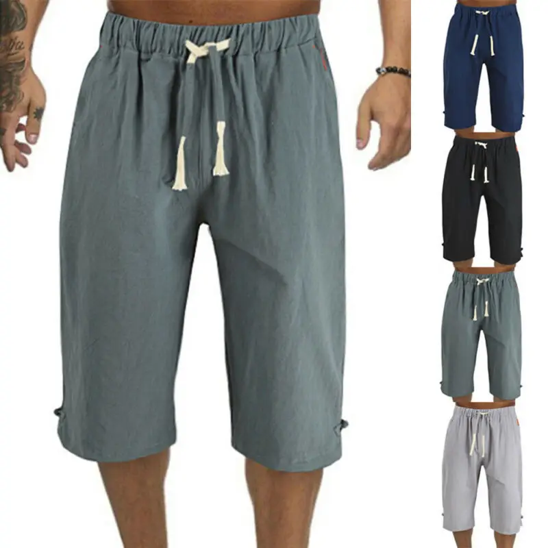 

Summer Mens Solid Casual Men Loose Short Pants Fitness Soft Work Beach Shorts