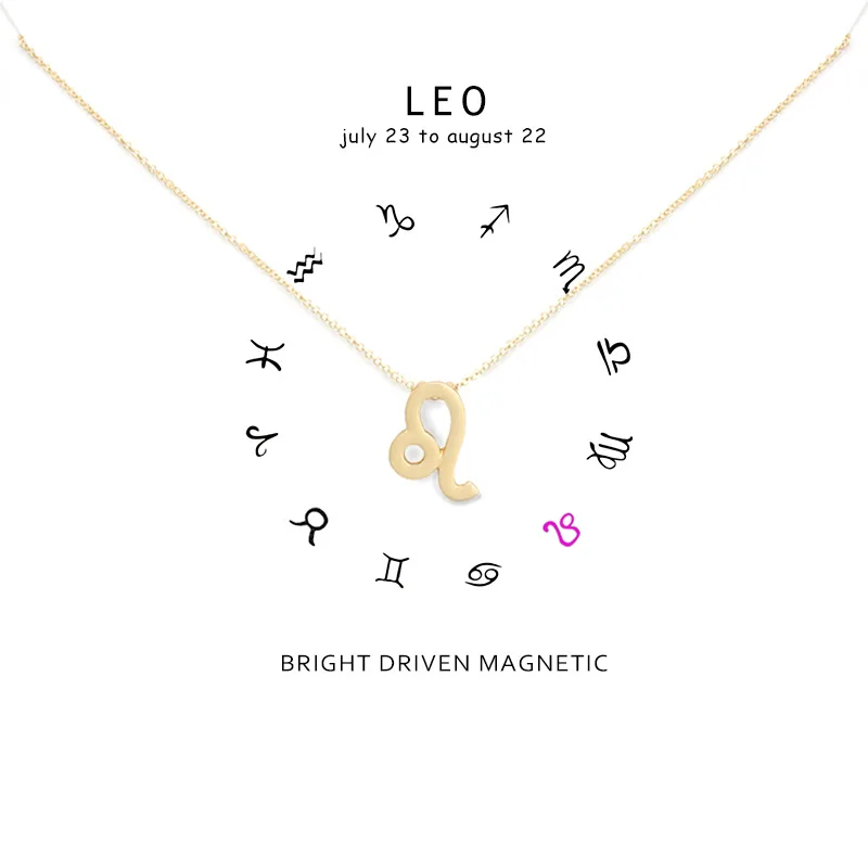 Sparkling Leo Chain Necklace Gold Dipped Pendant Clavicle Necklace18k Statement Zodiac Women Jewelry E0190 | Украшения и