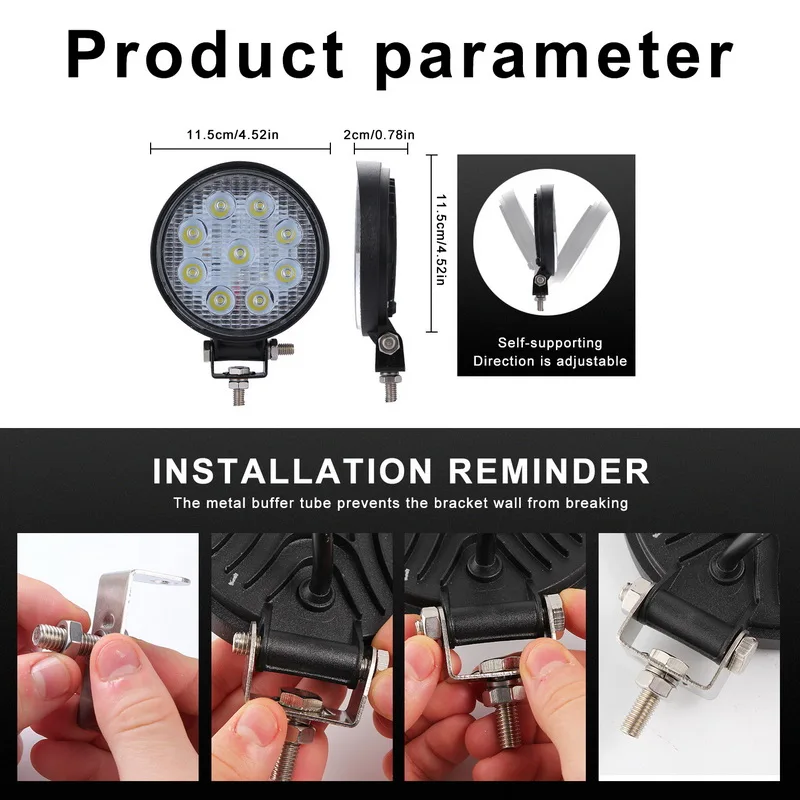 2 шт. 4-дюймовый рабочий свет Pods точечные Противотуманные фары Водонепроницаемые