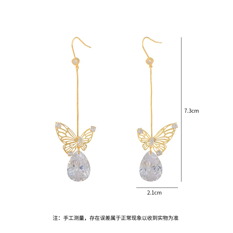 

Hot Sale Exquisite CZ Simple Style Dangle Earrings S925 Silver Needle Exquisite Hollow Butterfly Earrings