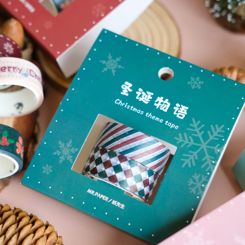 Christmas Theme Masking Washi Tape Set Festival Decorative Adhesive Decora Diy Scrapbooking Sticker Label Stationery | Канцтовары для