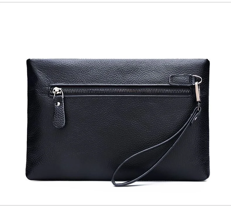 Мужской клатч из натуральной кожи деловой кошелек с ремешком на руку |