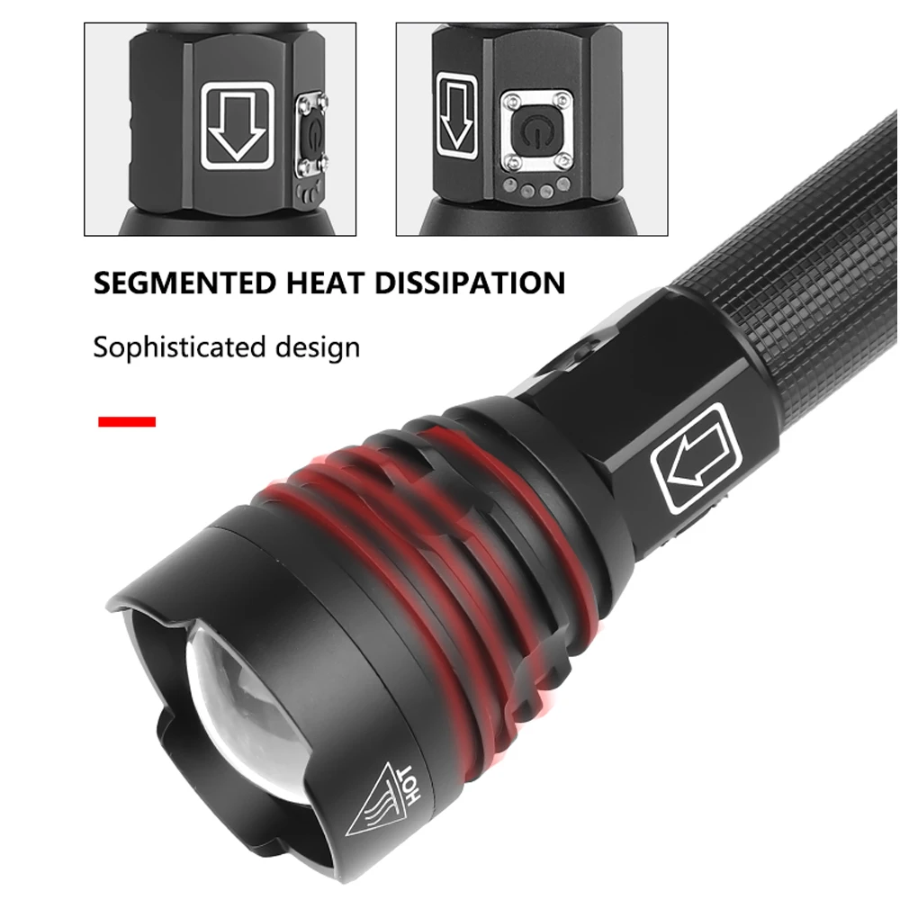 Самый мощный светильник XHP90 светодиодный USB масштабируемый фонарь 3 режима Лампа