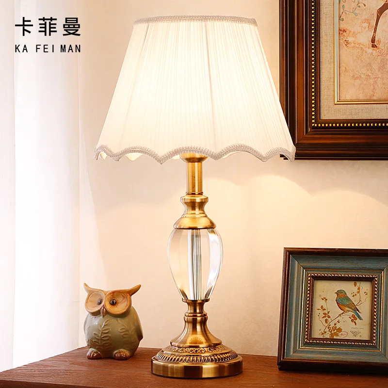 Хрустальная настольная лампа в американском стиле для спальни прикроватная