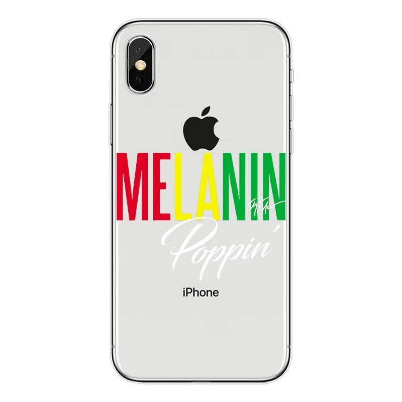 Melanin Poppin Queen Phone Case For iPhone 7 5S SE 6s 8Plus Art Black Girl Magic rock Soft TPU Silicone Cover Xs | Мобильные