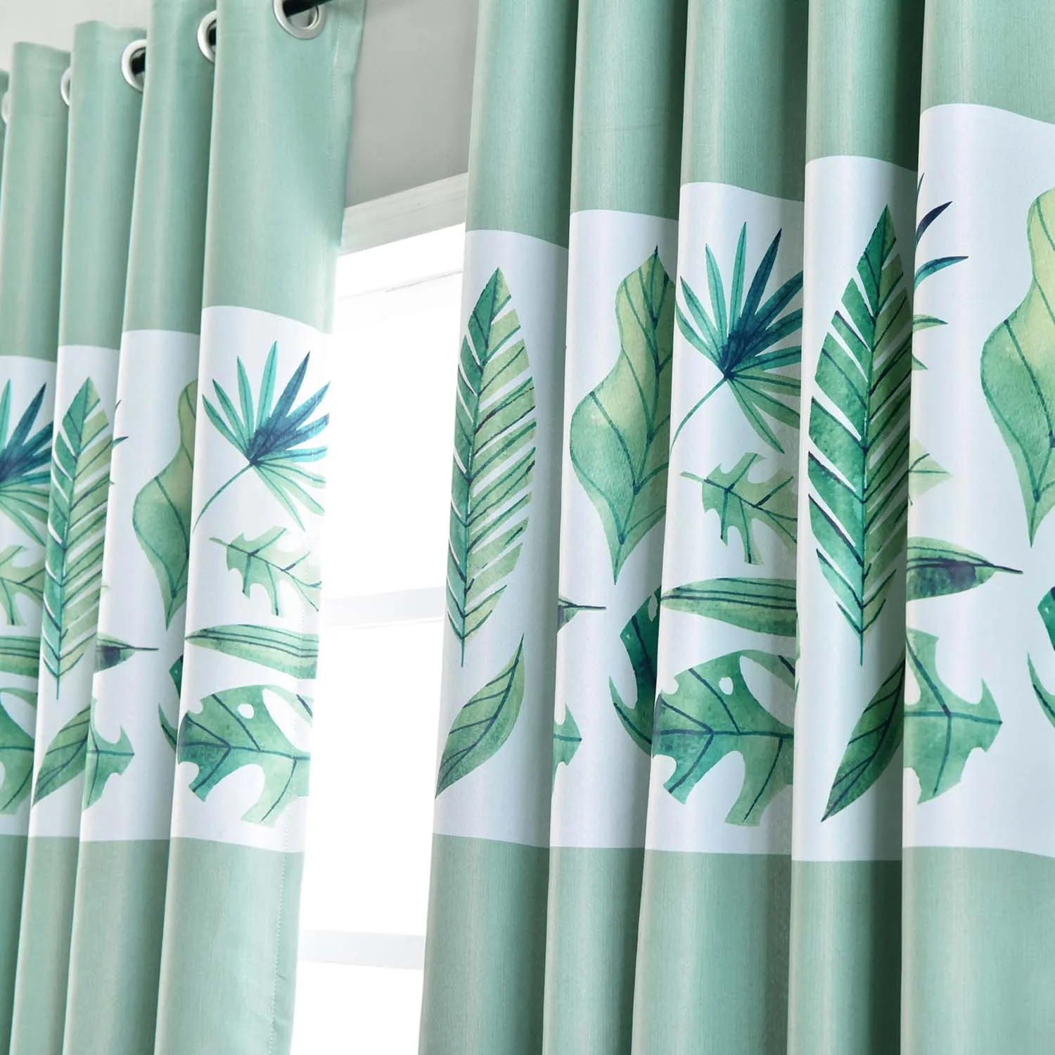 Короткие шторы GY2803 с принтом банановых листьев оконные двери для гостиной кухни