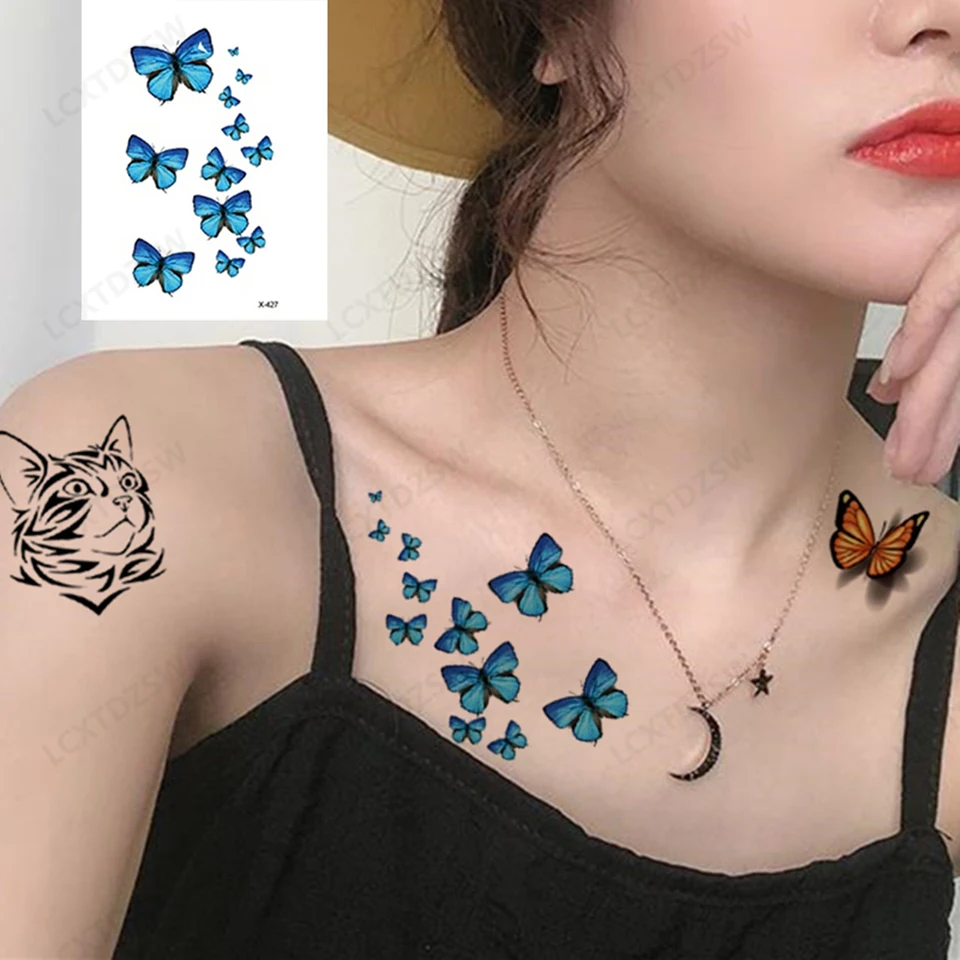 Dragon Waterproof Temporary Tattoo Letter Stickers Butterfly Tattoos Scorpion Body Art Half Arm Fake Tattoo Sleeves Women Men