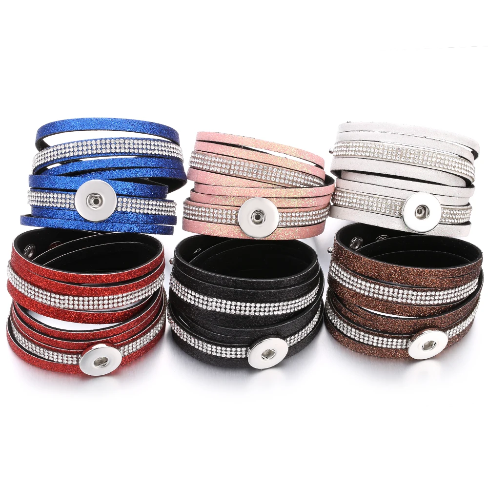 Ювелирные браслеты с защелкой Стразы многослойный Φ браслет подходит для 20 мм 18