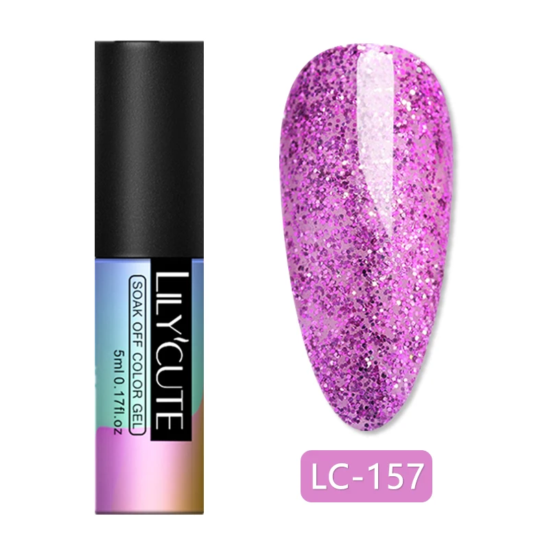 LILYCUTE Гель-лак для ногтей фиолетового красного цвета телесного Блестящий зимний