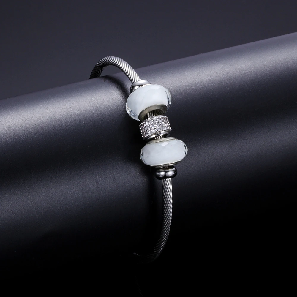 Модные самодельные ювелирные браслеты для женщин бусины сменные из нержавеющей