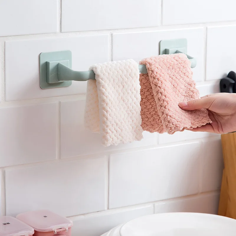 

Self-adhesive Towel Holder Rack Wall Mounted Towel Hanger Bathroom Towel Bar Shelf Roll Holder Hanging Hook Bathroom Organizer