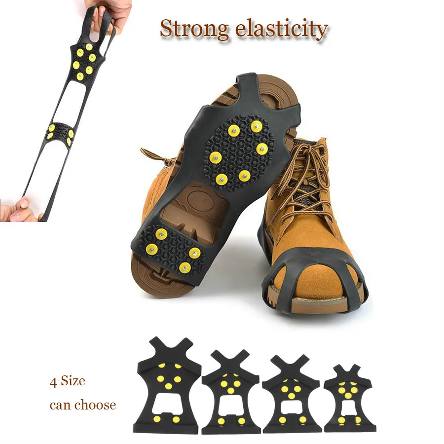 

10 Stud Universal Ice Non Slip Snow Shoe Spikes Grips Cleats Crampons Winter Climbing Safety Tool Anti Slip Shoes Cover