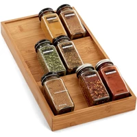 spice rack organizer 3 tier bamboo seasoning drawer tray 12 jars holder for kitchen