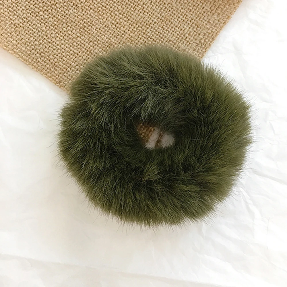 1 шт. с мехом из кроличьей шерсти мягкие и эластичные резинки для волос женщин