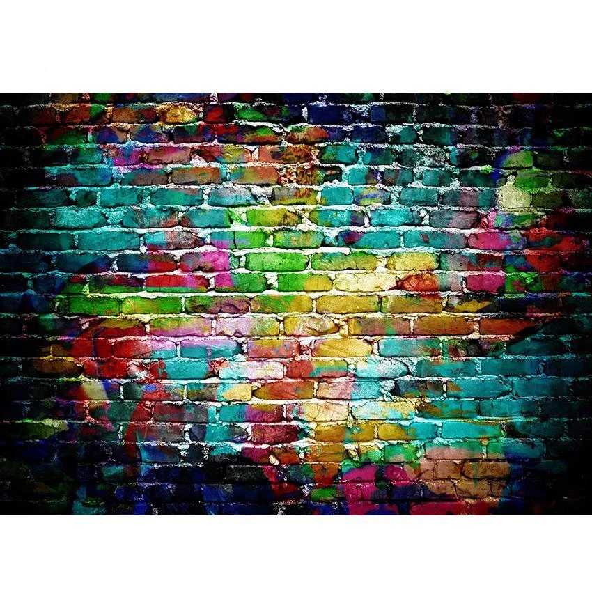 

Art Painting Photography Backdrops Bright Colorful Brick Wall Theme Photo Studio Background