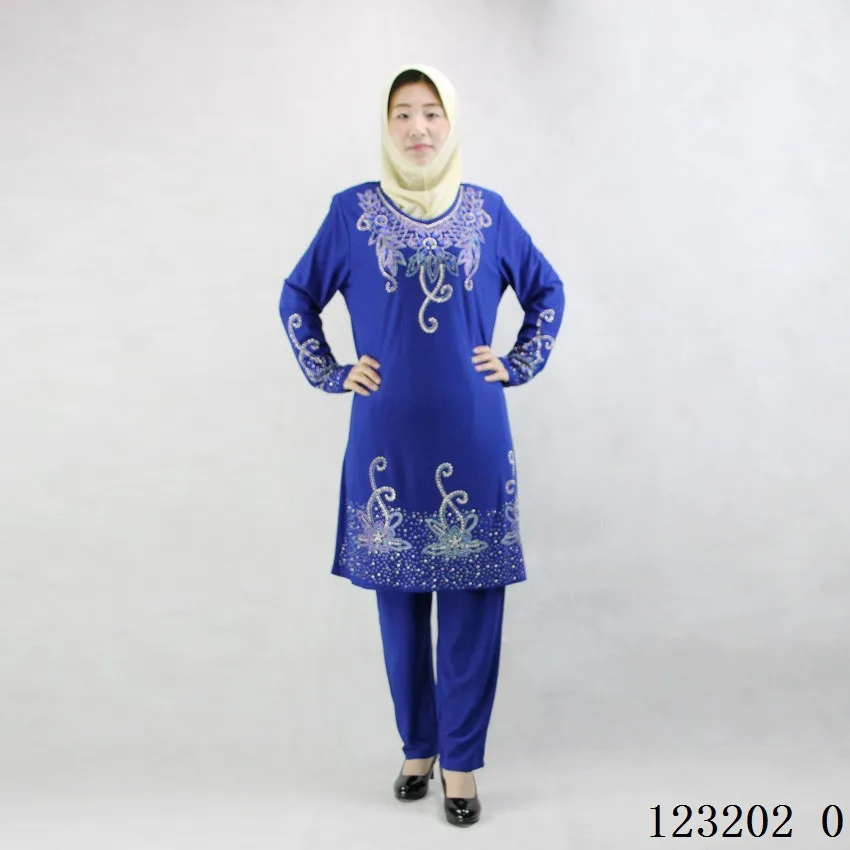 

WEPBEL Women Clothes Set Crystal Cotton Diamond Sets Plus-sized Full Sleeve Muslim Islamic Women's Autumn Clothing Suit