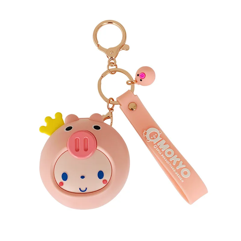 

Crown Monkey Handheld Usb Small Fan Keychains Charge Handheld Fan Key Chain Cartoon Portable Key Ring Mini Keyrings With Mirror