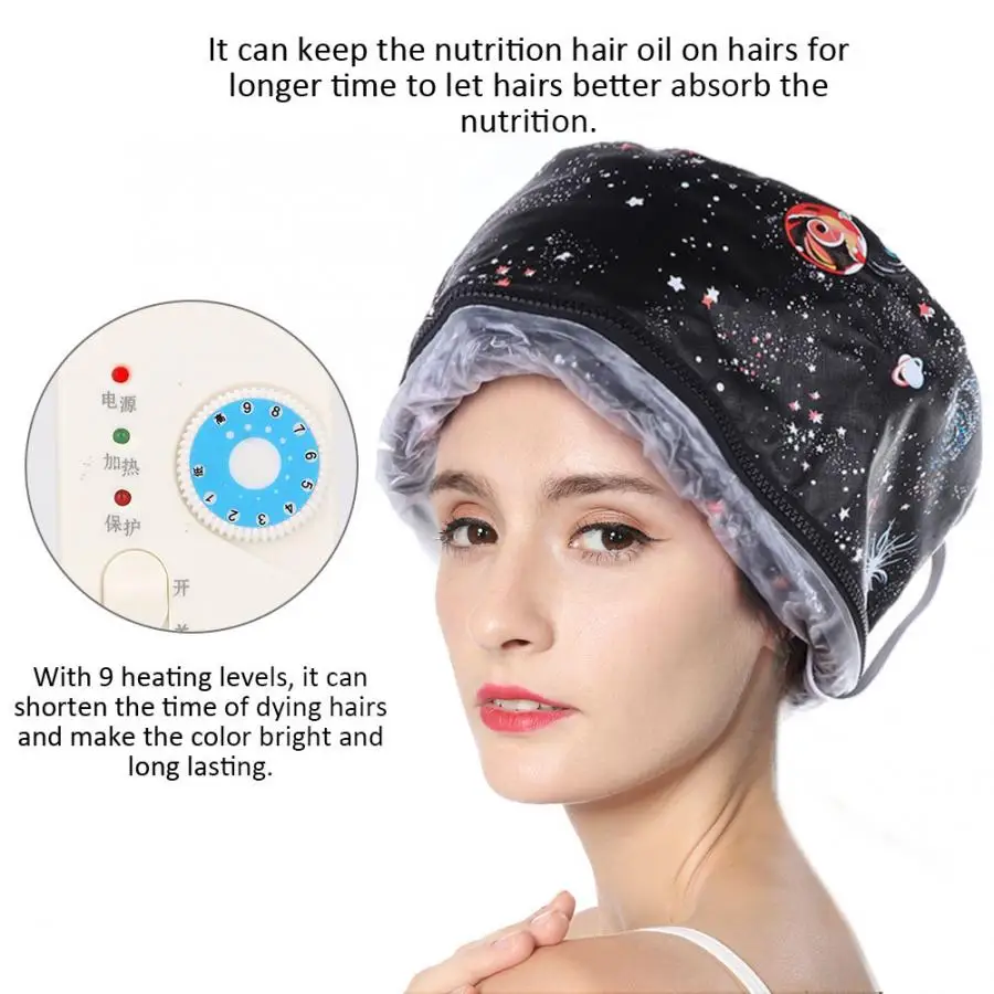 

Barber Accessories 9 Levels Thermostat Electric Hat Adjustable Heating Haircare Hood Hat EU 220V Hair Diffuser For Curly Hair