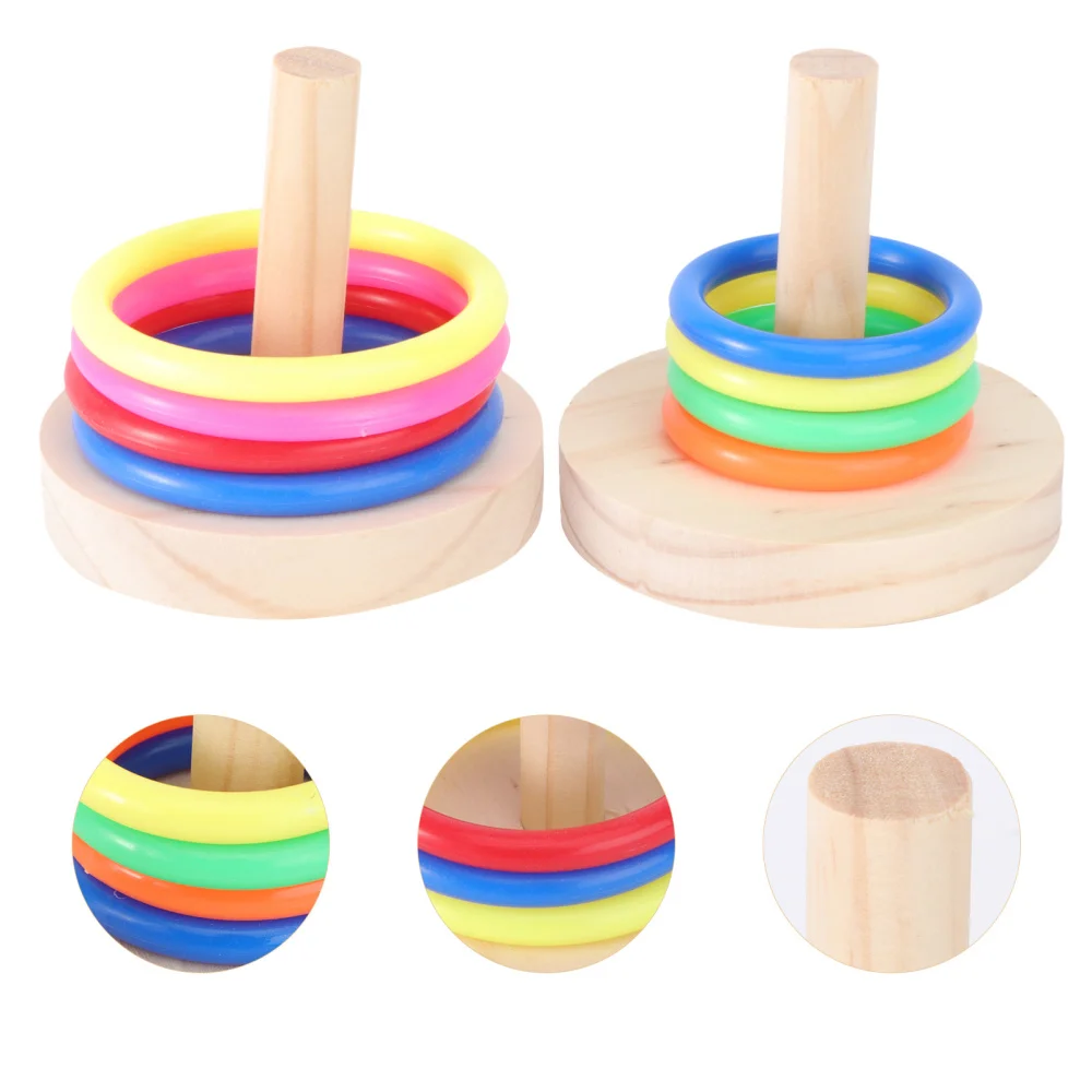 

2 Sets Parrot Ring Toys Interactive Funny Educational Wooden Ring Toys Toss Toys Parrot Toys for Pet