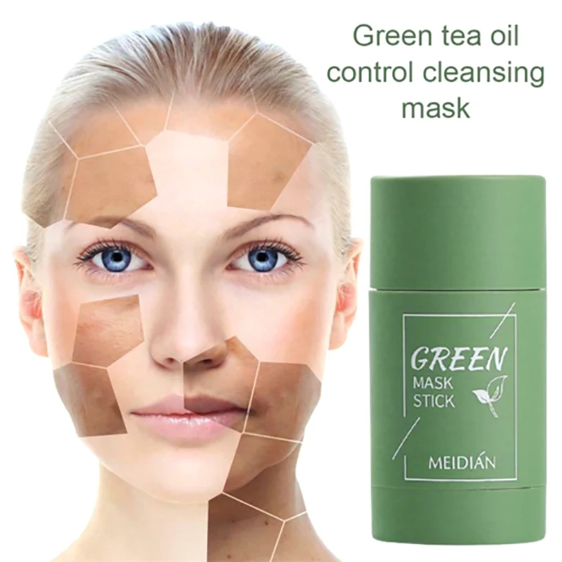 

Green Tea Mask Purifying Clay Stick Natural Mask Eggplant Cleans Pores Solid Mask Oil Control Anti-Acne Moisturizing Skin Care
