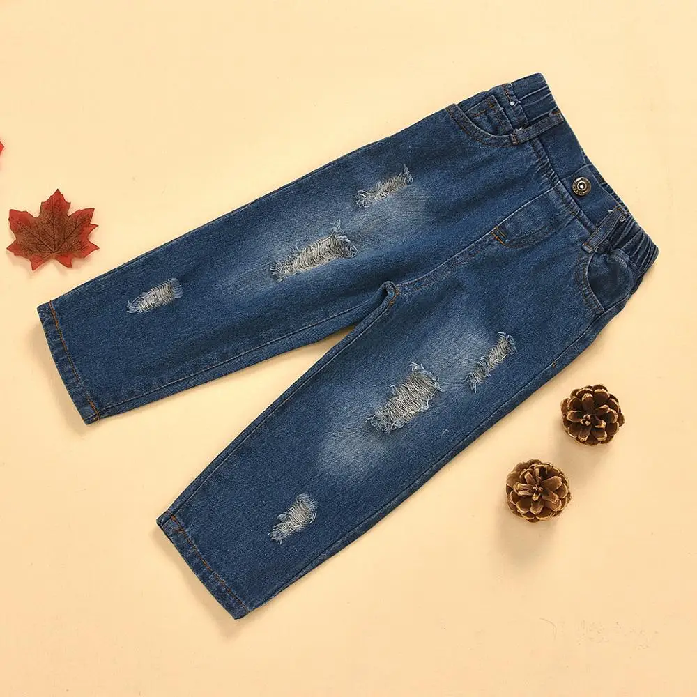 

Spring And Autumn New Fashoin Kids Girl's Printed Long Sleeve Tops + Jeans Sets