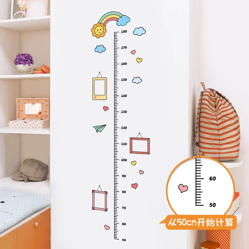 

QDRR Creative cartoon height sticker children's room decoration wardrobe sticker baby height measurement Wall Sticker Removable