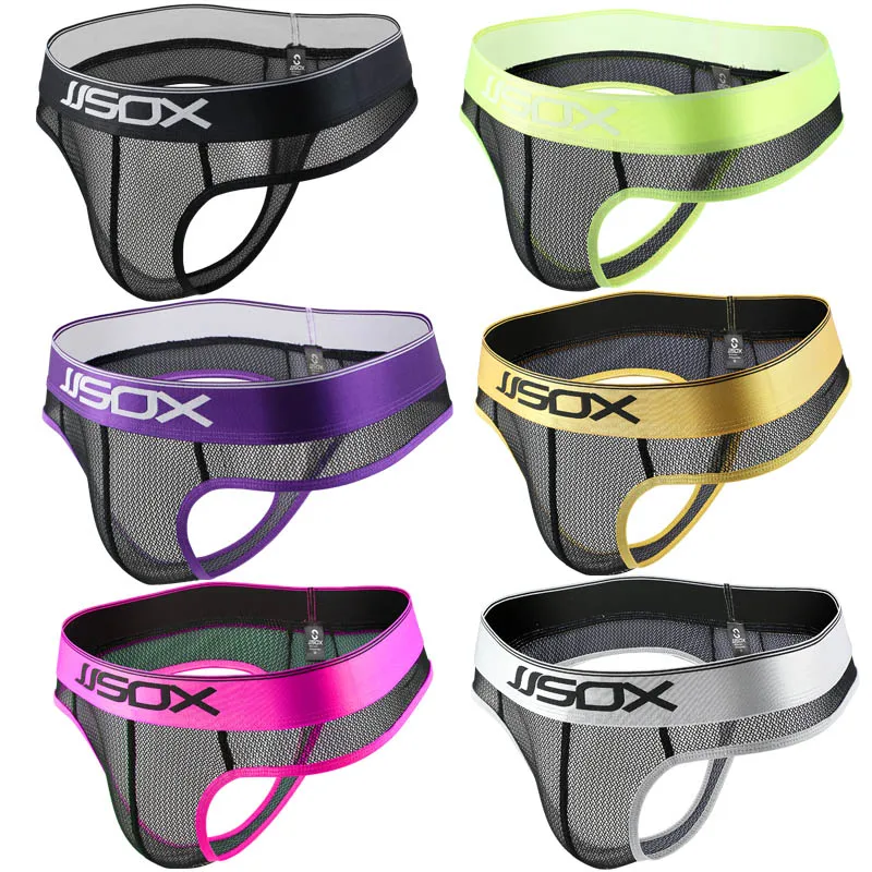 Мужские трусы стринги 3-6 шт./Лот соблазнительное Сетчатое нижнее белье с