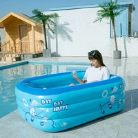 rectangular inflatable swimming pool 120cm paddling pool bathing tub outdoor summer swimming reservoir for kids adult