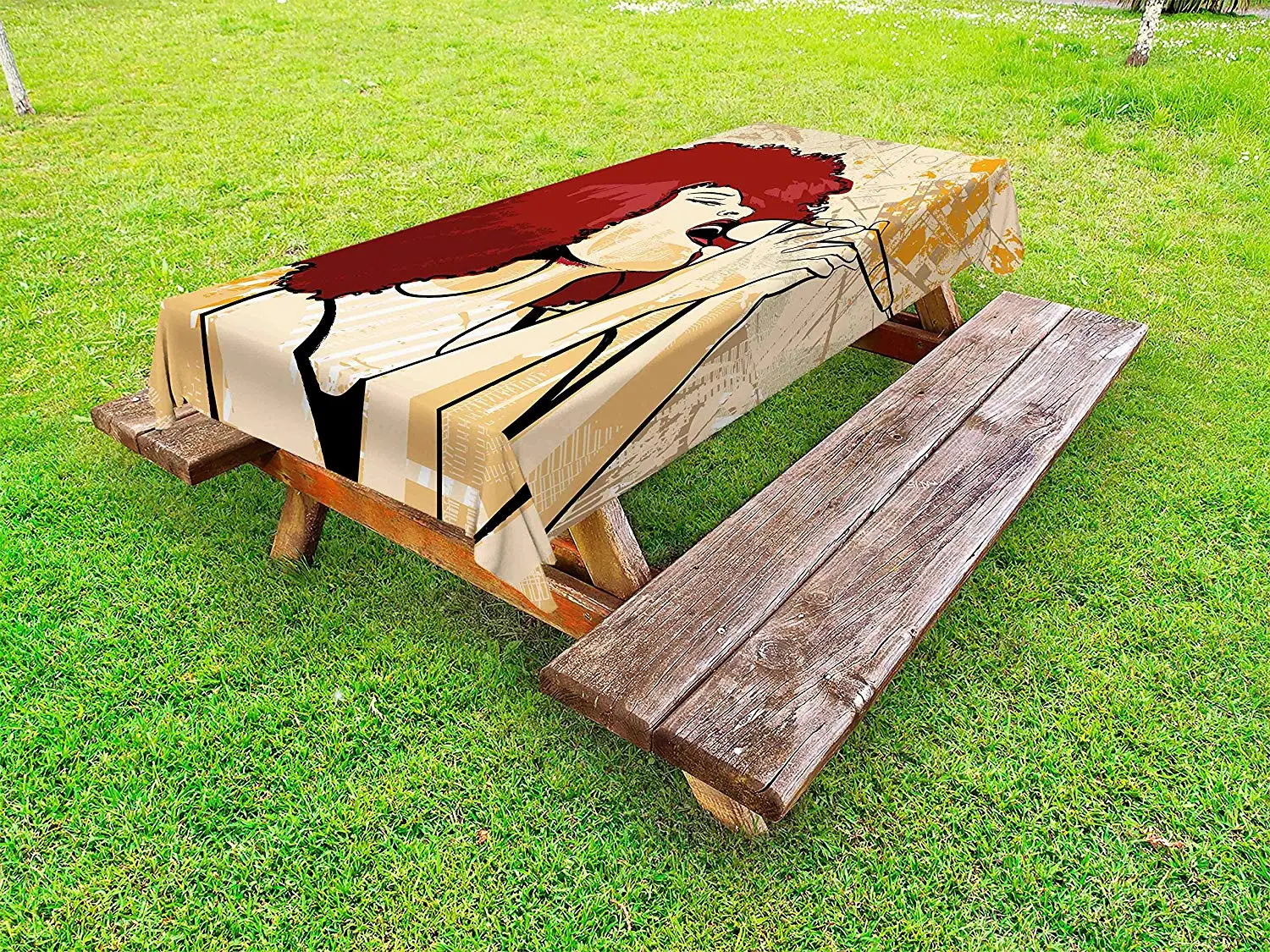 Афро уличная скатерть Популярная певица караоке Стиль микрофон представление