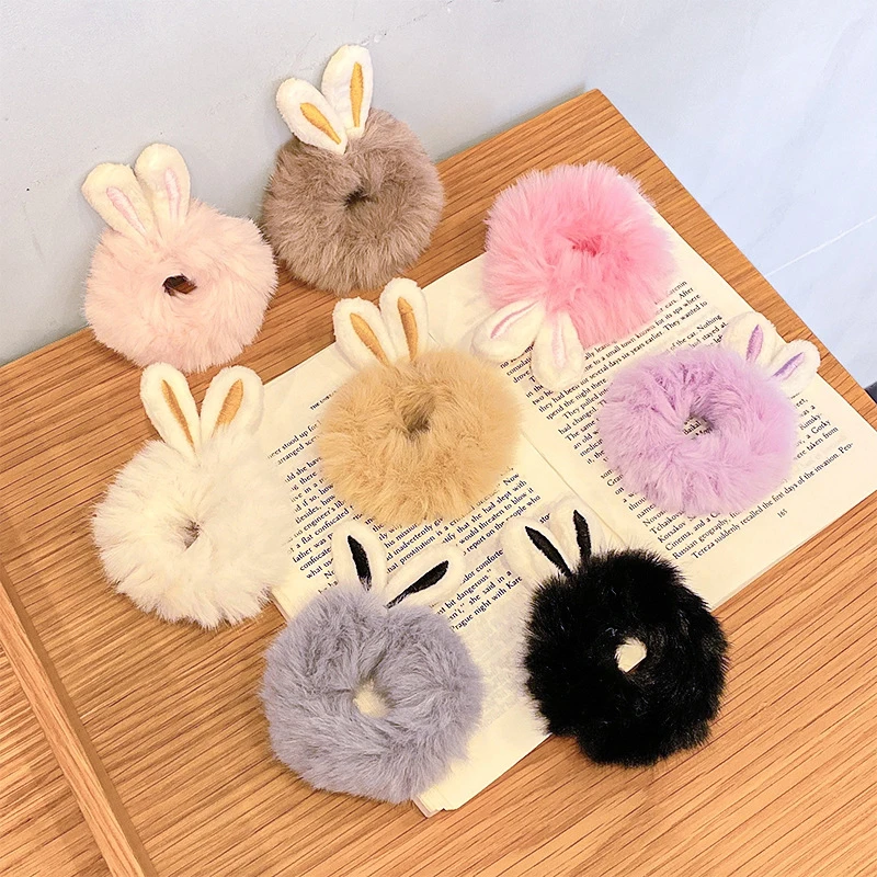 

Candy Color Hair Ring Multi-colored Hair Accessories Sweet Plush Hair Ring Temperament Elastic Hair Ring Rabbit Ear Hair Ring
