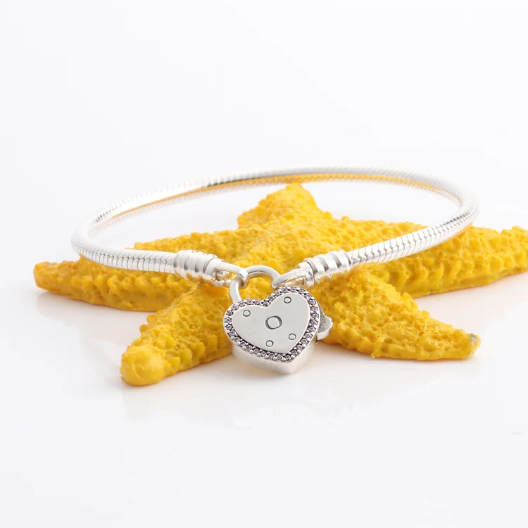 Оригинальные браслеты из стерлингового серебра 925 пробы с замком в виде сердца и