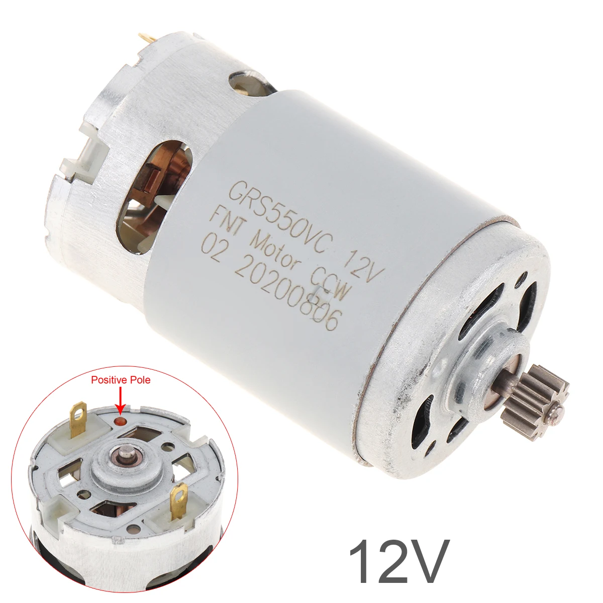 RS550 12V 23000 RPM DC Motor Two-speed 11 Teeth and High Torque Gear Box Permanent Magnet for Cordless Charge Drill Screwdriver