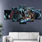 Картина с рамой для домашнего декора, настенное украшение, постер с 5 панелями, игра World Of Warcraft, холст, Модульная картина