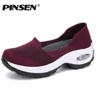 PINSEN женская обувь на плоской подошве, дышащая обувь на платформе, сетчатые Повседневные слипоны для женщин, удобная обувь, лето 2020