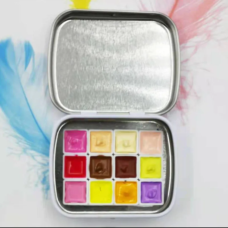 Однотонный пигментный акварельный мини-костюм 12 цветов цвет кожи конфеты