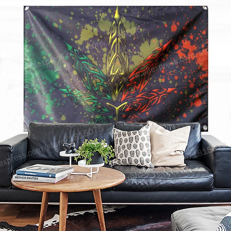 Флаг с листьями баннер из Ямаки раста регги музыка рок-группа украшение для дома