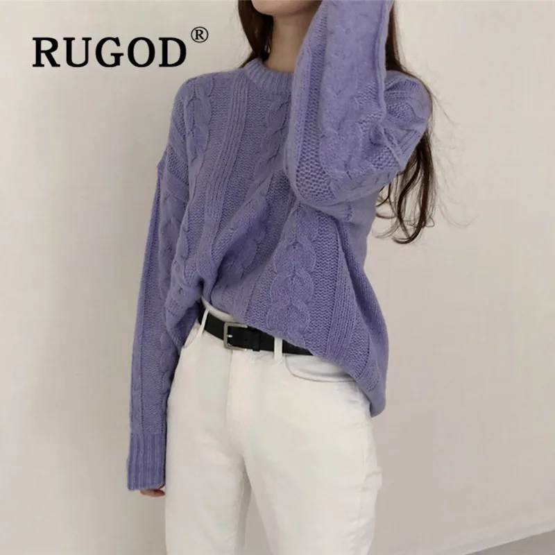 RUGOD 2019 Auturm теплый женский свитер модный длинный рукав витой пуловер корейский шик
